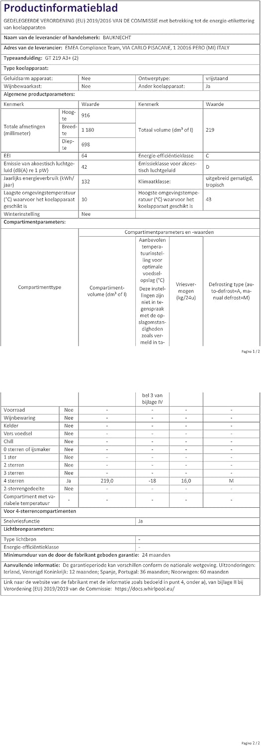 Bauknecht GT 219 A3+ Gefriertruhe/ Gefrieren: 215 L/ Supergefrieren/ SapceMax/ Innenbeleuchtung/ ECO Energiesparen/ Kindersicherung