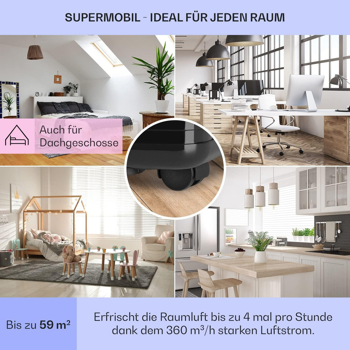 Klarstein Mobile Klimaanlage mit Abluftschlauch, 4-in-1 Klimagerät mit Ventilator, Luftentfeuchter & Nachtmodus, Kleine & Portable Klimaanlage für Wohnung & Büro, Niedriger Verbrauch, 9000 BTU