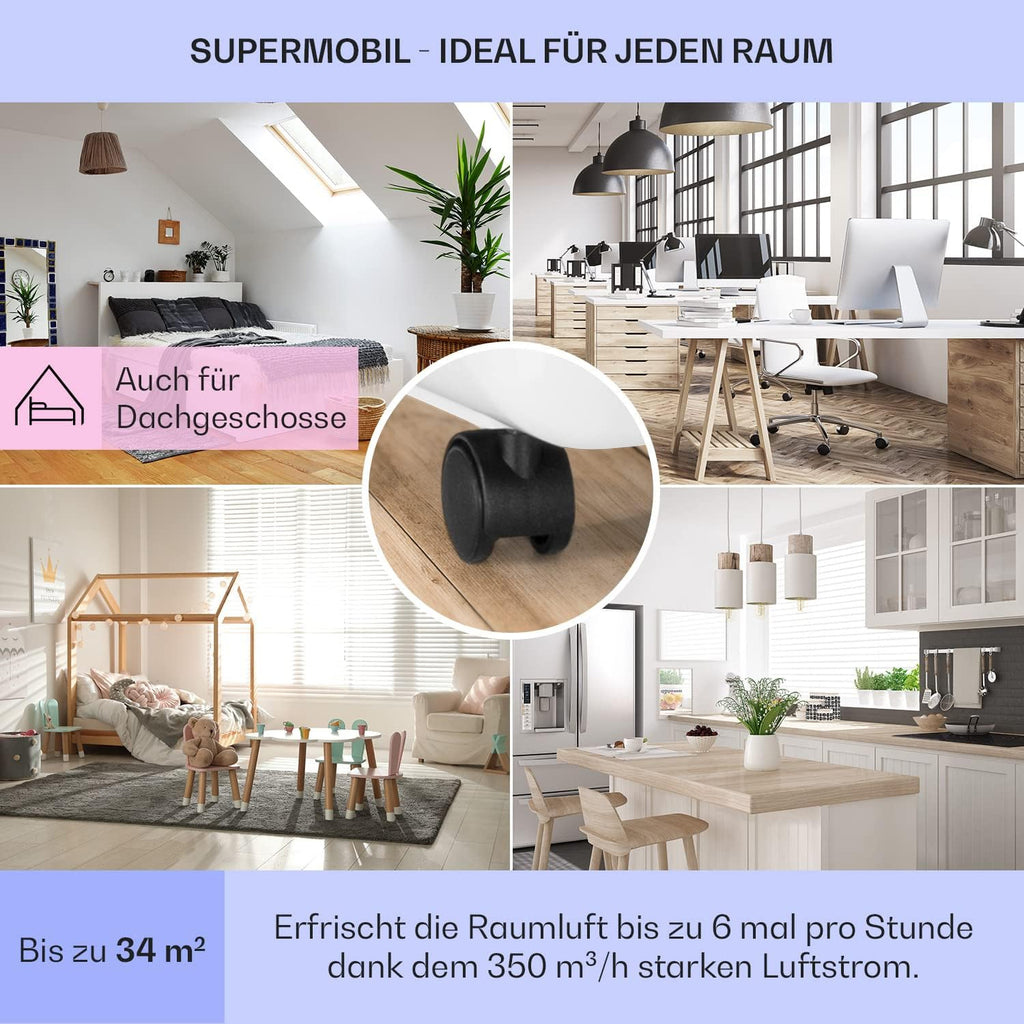 Klarstein Klimaanlage, 4-in-1 Klimagerät, Entfeuchter, Ventilator & Nachtmodus, Mobile Klimaanlage mit Abluftschlauch, App-Steuerung, Air Conditioner für Räume bis 44 m², 9000 BTU, Weiß