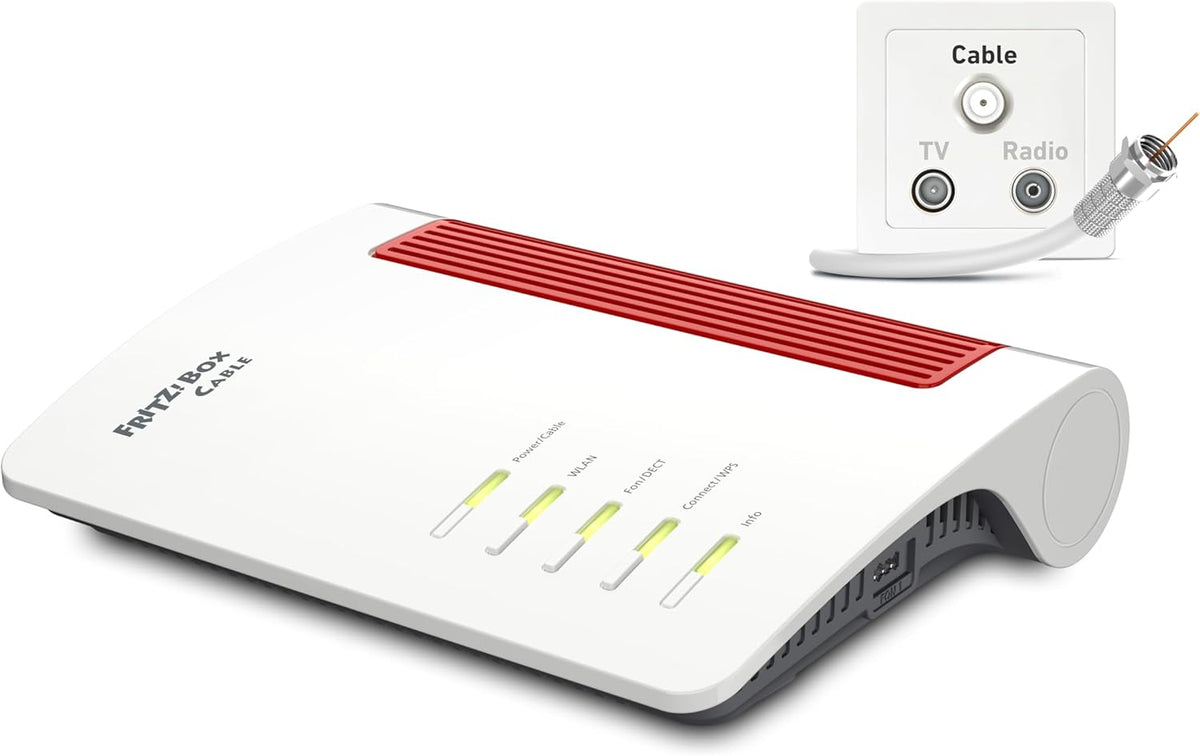 FRITZ!Box 6670 Cable | Router für einen Kabelanschluss (DOCSIS-3.1-Kabelmodem, 2x2 Wi-Fi 7 mit 2.880 MBit/s (5 GHz) und 688 MBit/s (2,4 GHz), Zigbee Integration 1 x 2,5 Gigabit-LAN-Port)