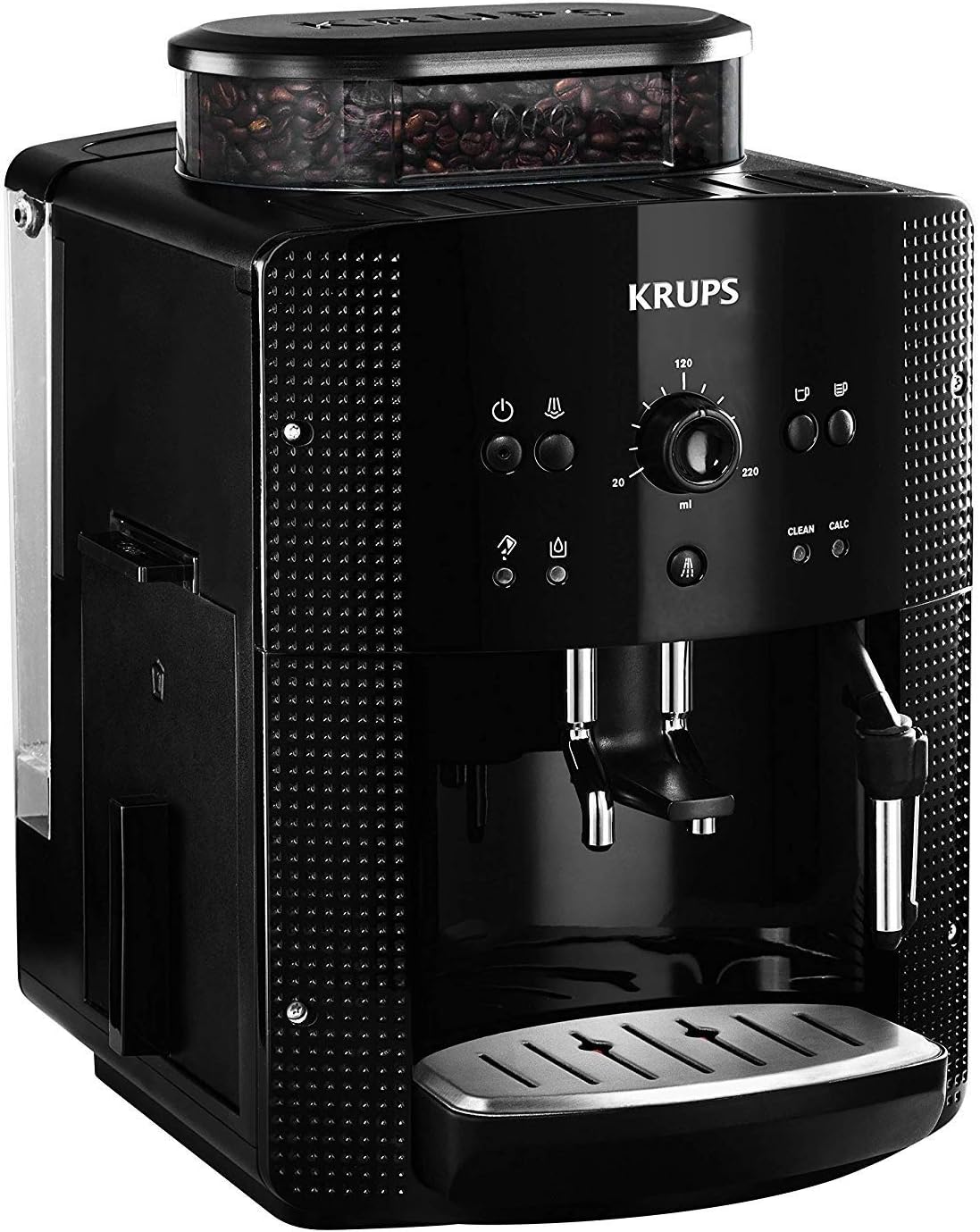 Krups Arabica Picto Kaffeevollautomat, Milchschaumdüse, 2-Tassen-Funktion, Drehregler, Einfache Reinigung, Kaffeemaschine, Schwarz, EA810870