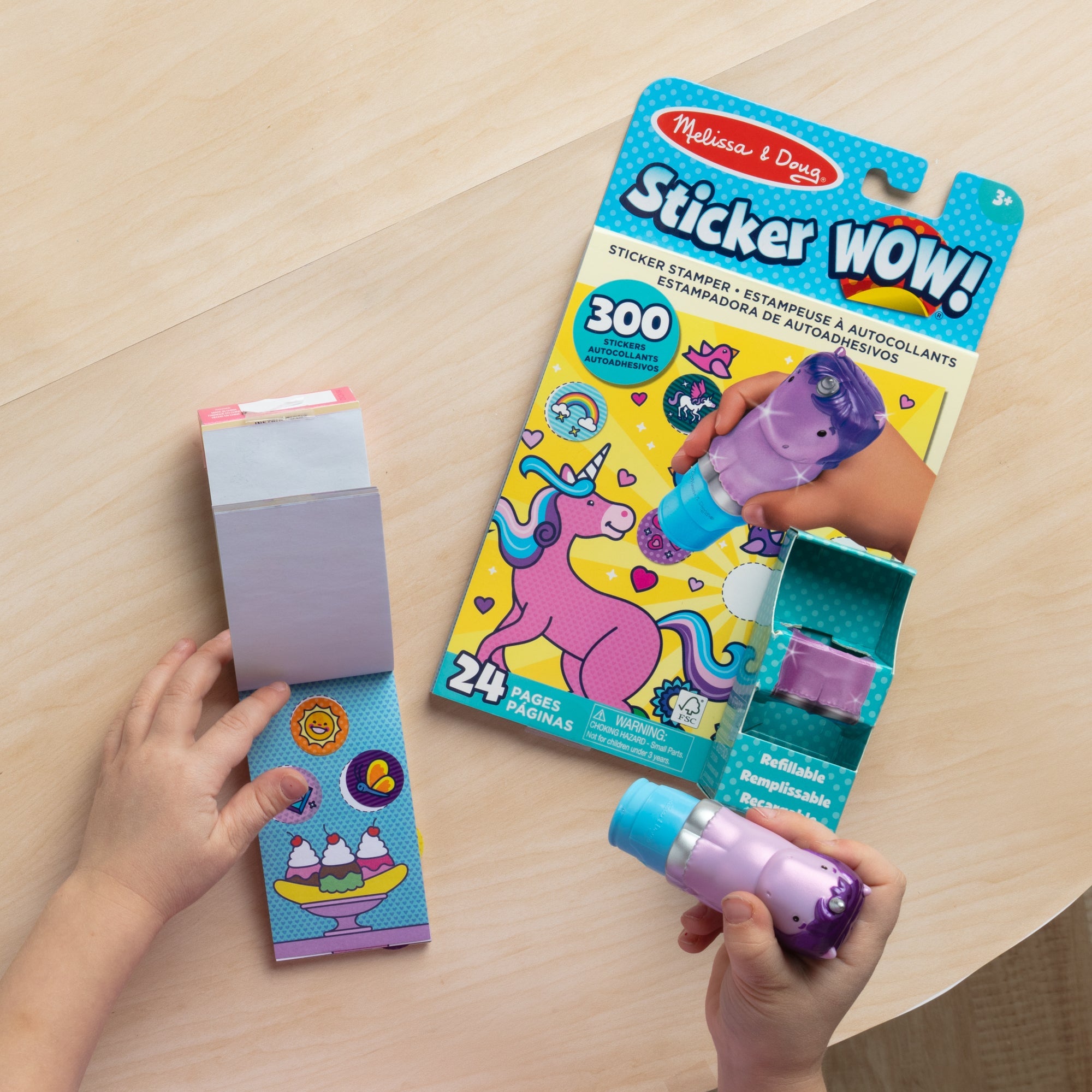 Sticker WOW!? Purple Unicorn Bundle: Activity Pad & Sticker Stamper + Mini Activity Pad and 200 Refill Stickers