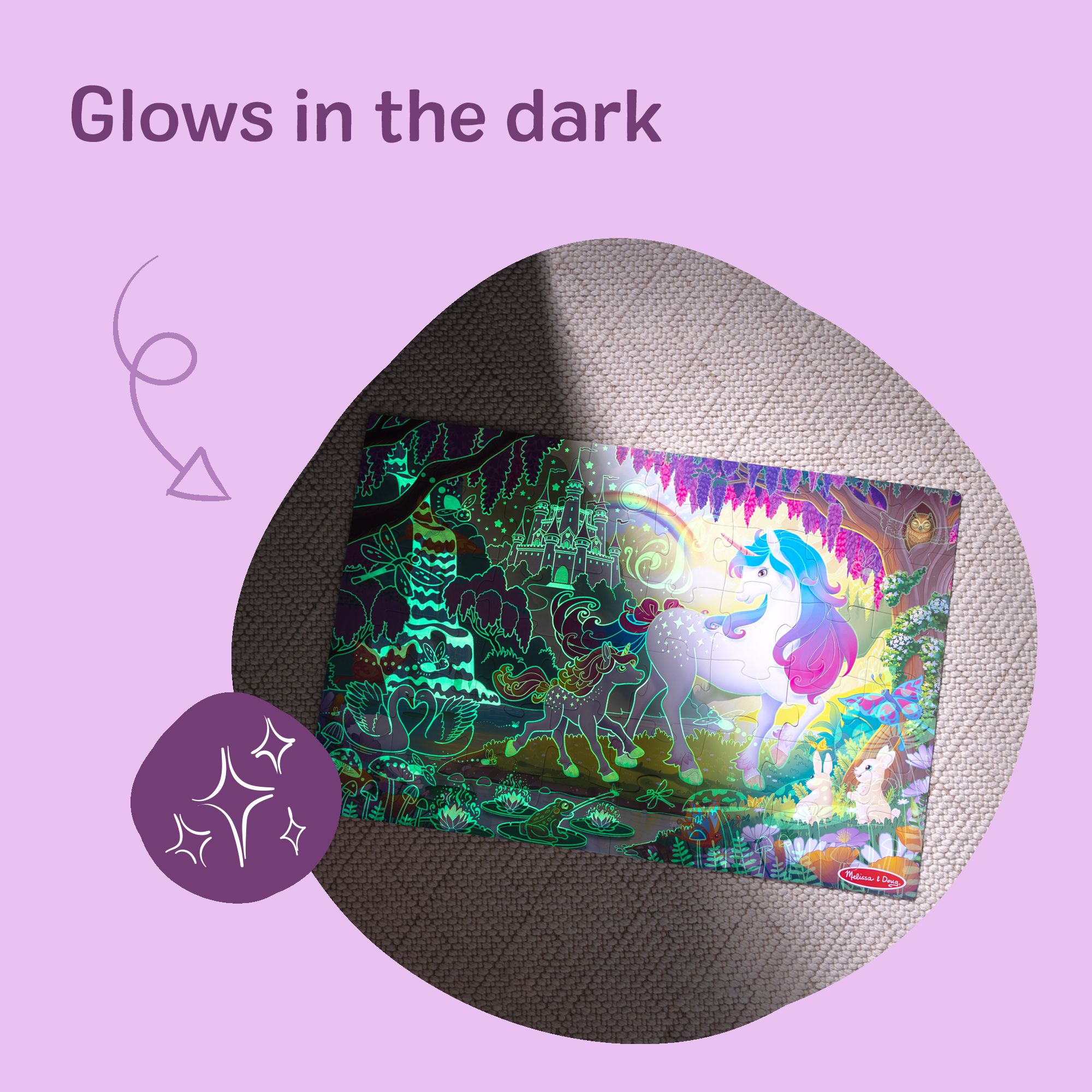 Glow-in-the-Dark Unicorn Floor Puzzle – 48 Pieces