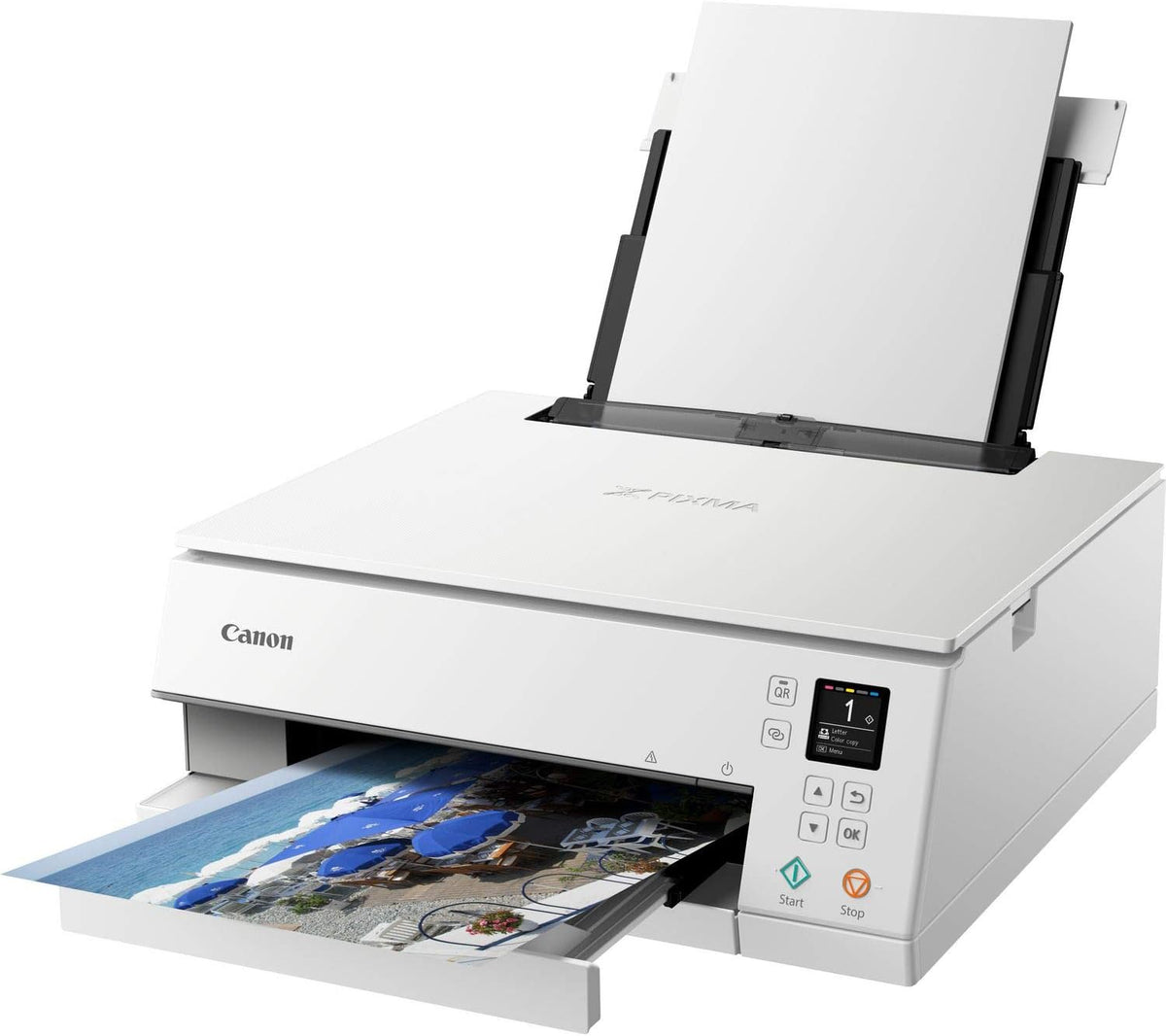 Canon PIXMA TS6350a Drucker Farbtintenstrahl Multifunktionsgerät DIN A4 (Fotodrucker, Scanner, Kopierer, OLED, 4.800x1.200 dpi, USB, WLAN, 5 separate Tinten, Duplexdruck, 2 Papierzuführungen), schwarz