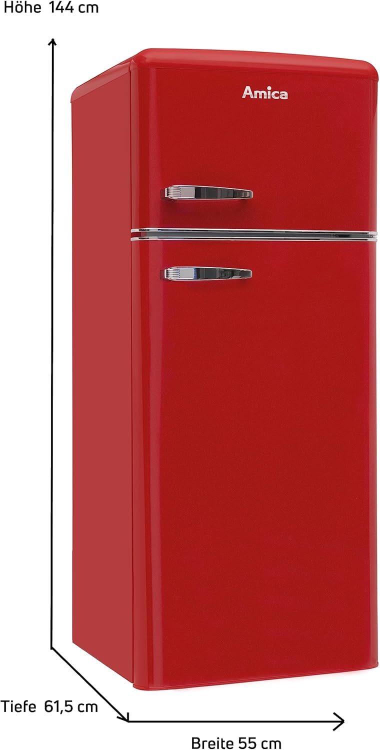 Amica KGC 15632 T Retro Kühl-/Gefrierkombination / Ice Blue (Türkis) / 144cm (H) x 55cm (B) x 62cm (T) / Retro-Design / Kühlschrank mit Gefrierfach
