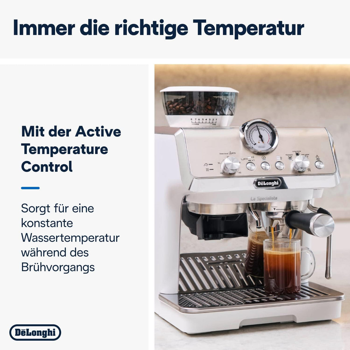 De'Longhi La Specialista Arte EC9155.MB Siebtrgermaschine, Espressomaschine mit Mahlwerk, 8 Mahlgrade, 15 Bar, 3 Temperaturen, Milchschaumdüse, 1300 W, 1,5 l Tank, Edelstahl/Schwarz inkl. Barista-Kit