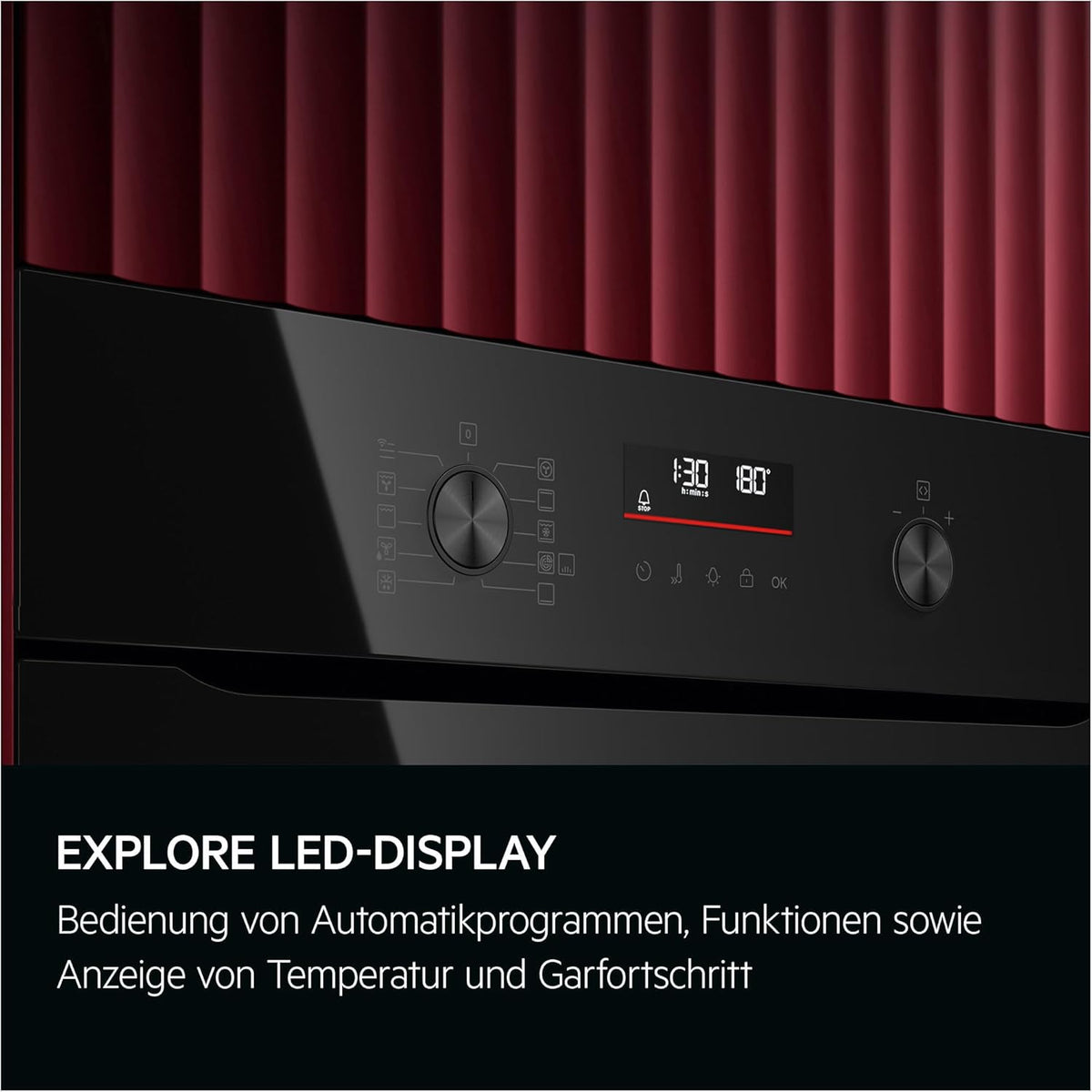 AEG Einbaubackofen – Serie 5 Ringheißluft: Gleichmäßige Garergebnisse auf 3 Ebenen – Pyrolyse Selbstreinigung – 25 Automatikprogramme – LED-Touchdisplay – Schnellaufheizung – Schwarz – BPE53516AB