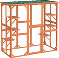 Wiltec Freilaufgehege Katzen 168 x 82 x 166,5 cm mit 6 Liegeflächen, wetterfestes Katzengehege Garten, Katzenhaus mit Drahtgitter und Bitumen Dach