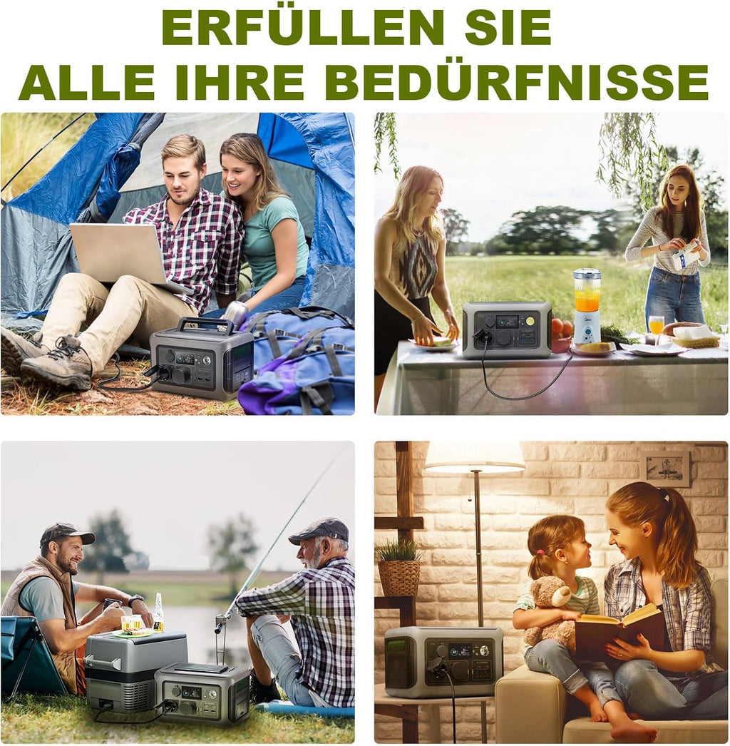 ALLPOWERS Solargenerator R600, 299WH LiFePO4 Batterie, 2x 600W (1200W Spitze) AC Ausgang Tragbare Powerstation mit 100W Solarpanel, Mobile Stromversorgung für Garten Reise Camping Wohnmobil Notfall