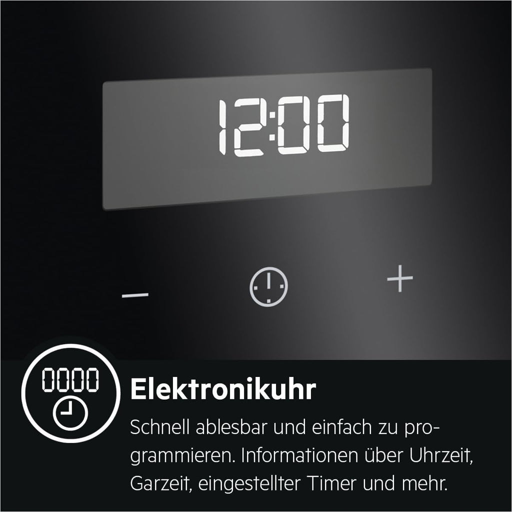 AEG Einbaubackofen – Serie 5 Ringheißluft: Gleichmäßige Garergebnisse auf 3 Ebenen – Pyrolyse Selbstreinigung – 25 Automatikprogramme – LED-Touchdisplay – Schnellaufheizung – Schwarz – BPE53516AB