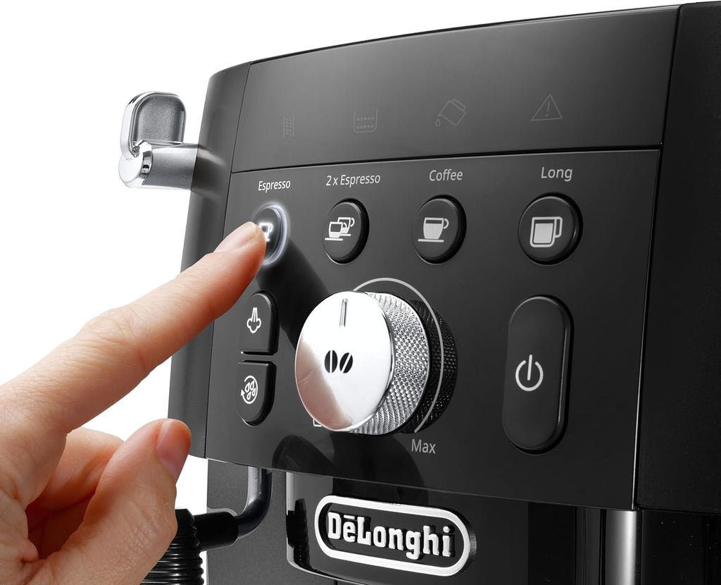 De'Longhi Magnifica Start ECAM222.20.B, Kaffeevollautomat mit Milchaufschäumdüse, für Cappuccino, mit Espresso-Direktwahltase und 2x Espresso Funktion, 13-stufiges Kegelmahlwerk, 1450 W, Schwarz