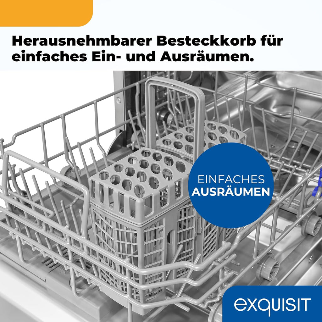 Exquisit Geschirrspüler, 9 Maßgedecke, Spülmaschine 45 cm, Power+, ECO-Modus, Geschirrspüler 45 cm, GSP59109-030E silber